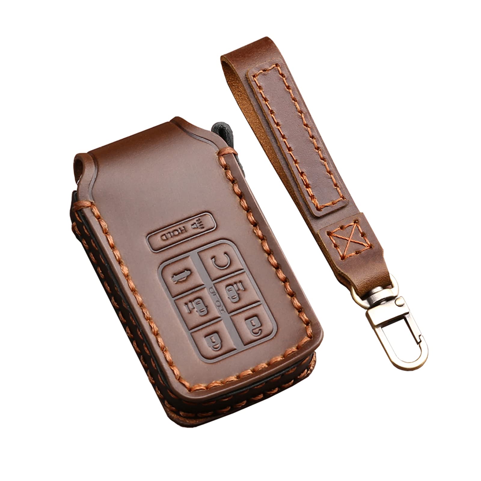 Premium Leather Key Fob Cover Case for Honda Odyssey 2018-2024 - 7 Button Handmade Keychain Protector | Durable Accessory for Car Keys Protection & Easy Identification (Perfect for Daily Commute, Road Trips & Family Use)