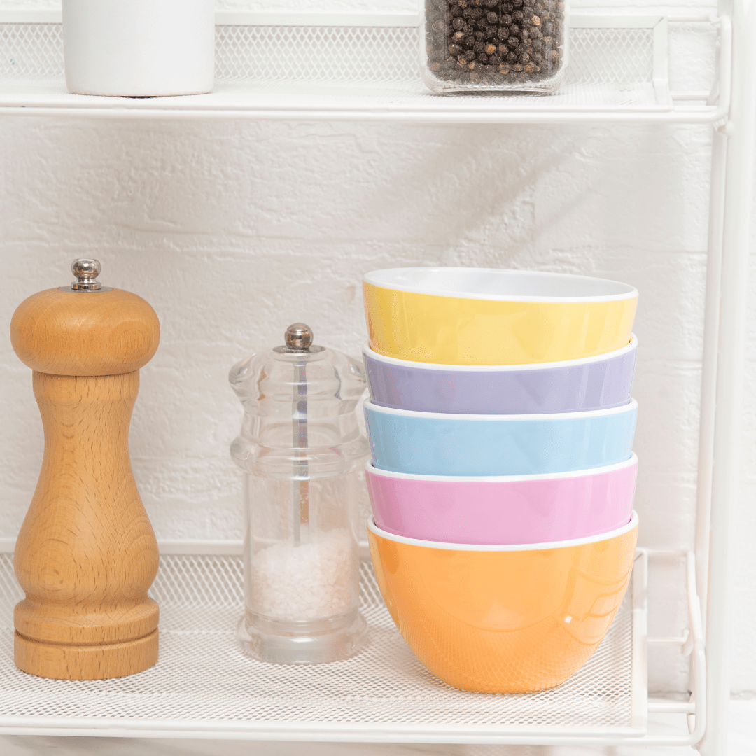 Bzyoo 6-Piece 4.25-Inch 11.8-Oz ColorPop Bowls Set - Pastel Colored Melamine Bowls for Snacks, Cereal, Ice Cream & Party Serving | Durable & Lightweight