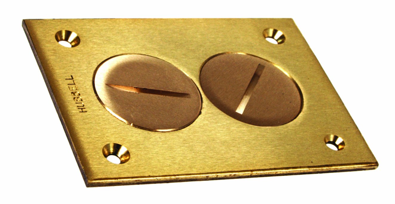 RACO 6288 1-Gang Rectangular Floor Box Duplex Cover with Threaded Plug - Heavy Duty Electrical Outlet for Office, Home & Commercial Use