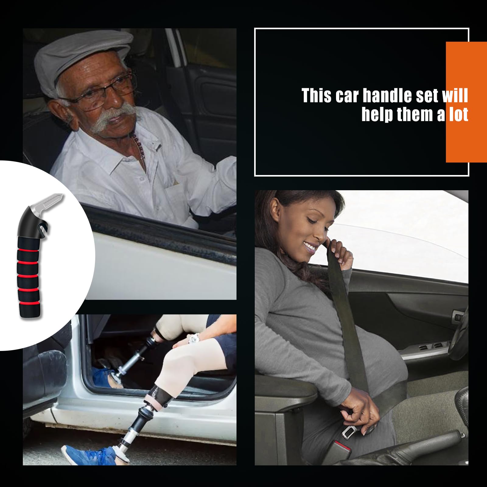 Elderly Car Door Handle Assist - Multifunction Car Door Latch Handle for Seniors & Handicapped (Red) | Mobility Aid for Easy Car Entry/Exit | Ideal for Arthritis & Limited Mobility Users