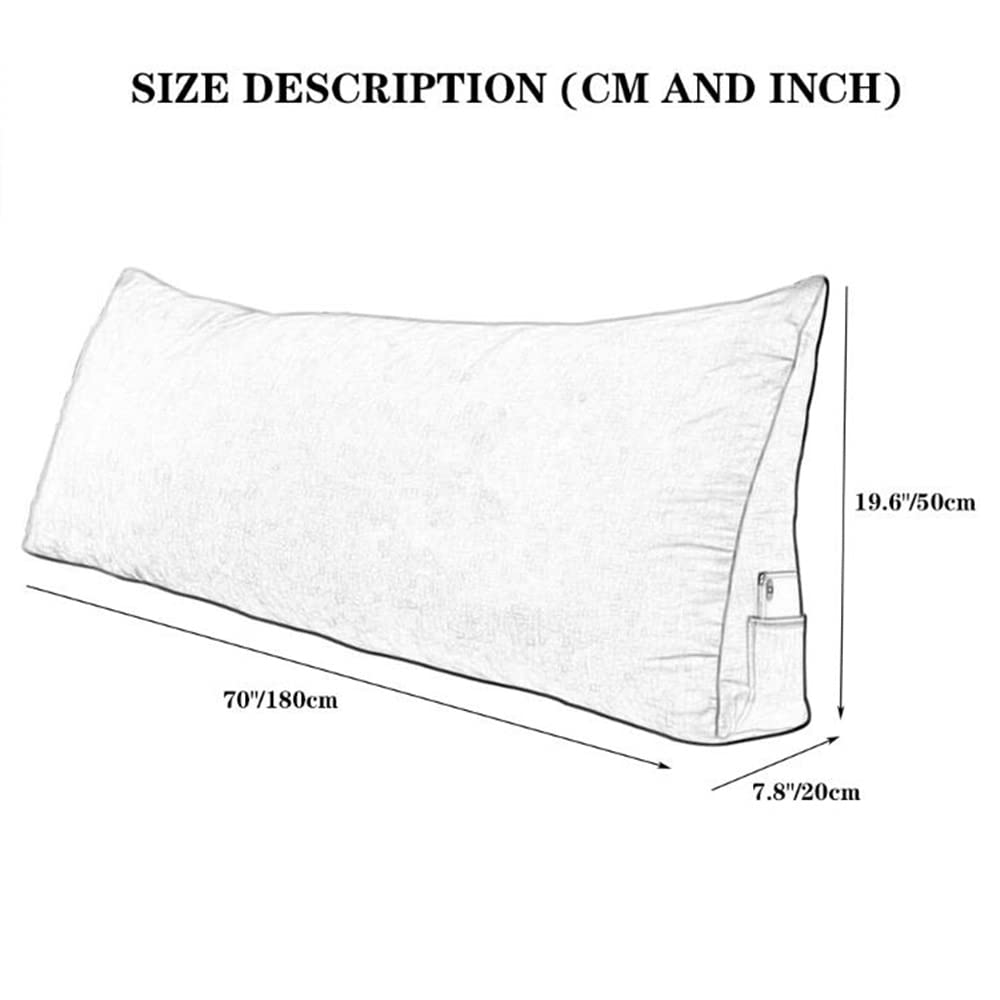 Triangular Headboard Pillow - Large Soft Wedge Cushion for Reading & Back Support (70