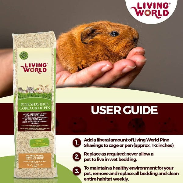 Living World Pine Shavings for Small Animals - Natural Bedding for Hamsters, Rabbits & Guinea Pigs - Soft & Absorbent Small Pet Cage Liner - Perfect for Cages, Hutches & Nesting Areas
