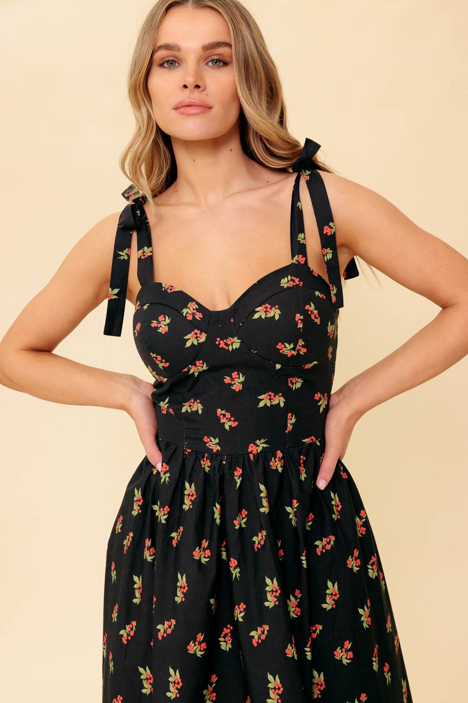 Enchanting Moments Woven Midi Dress - Elegant Floral Summer Dress for Women | Perfect for Weddings, Parties & Date Nights