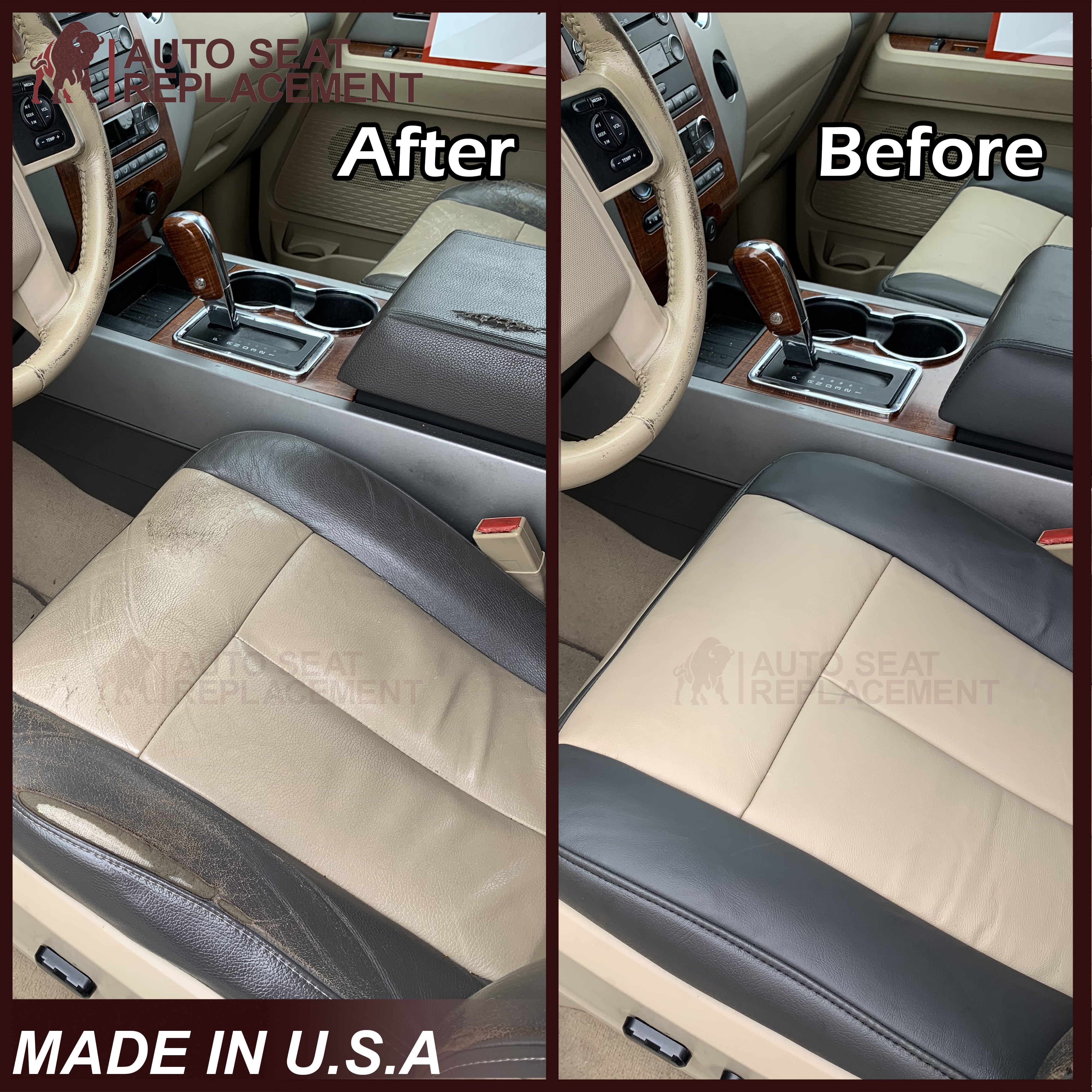 2007-2008 Ford Expedition Eddie Bauer Seat Cover - Bottom Cushion Cover for Driver or Passenger Side - 2-Tone Gray & Black - Durable Car Seat Protector for Trucks & SUVs - Perfect for Road Trips, Camping & Family Adventures