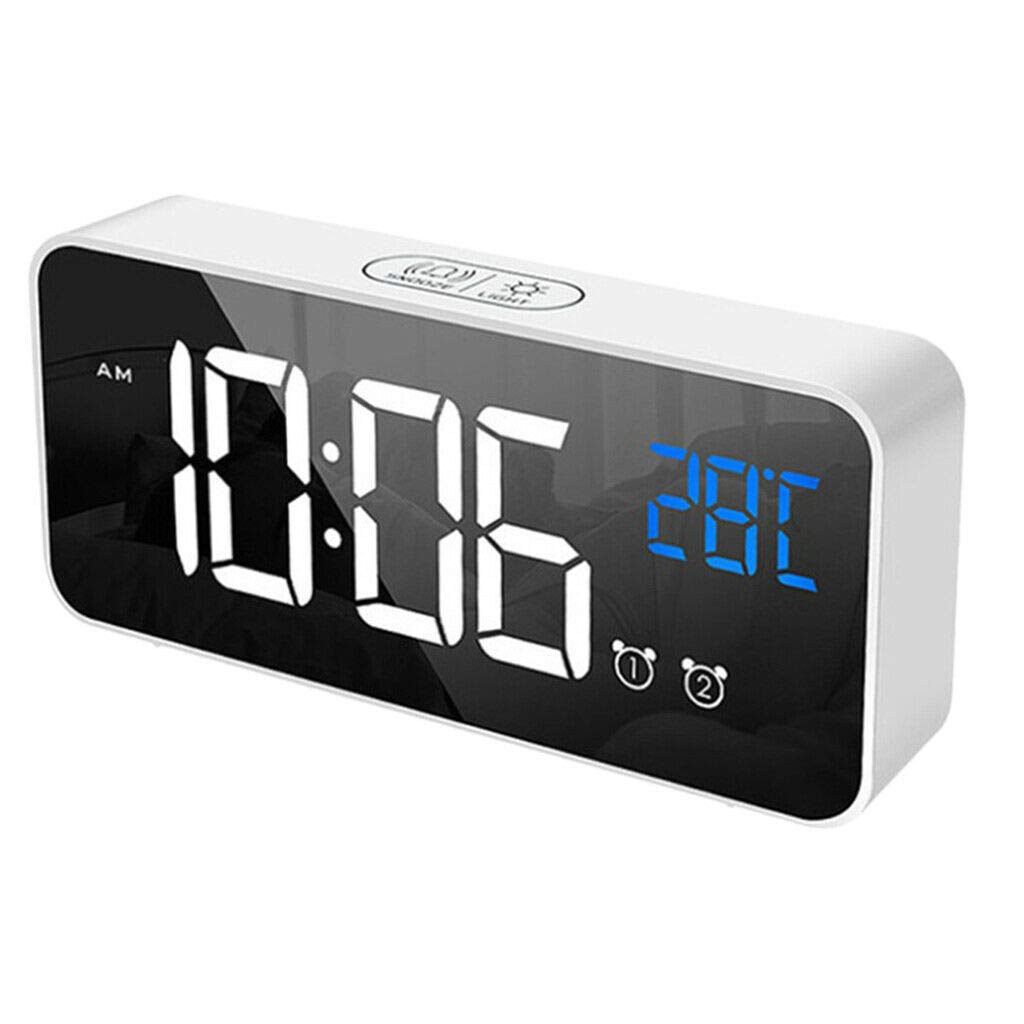 12/24H USB Rechargeable Mirror Alarm Clock - 2 Pack for Bedroom & Home Decor | Stylish Digital Display, Modern Nightstand Accessory for Bedside, Office, or Gift