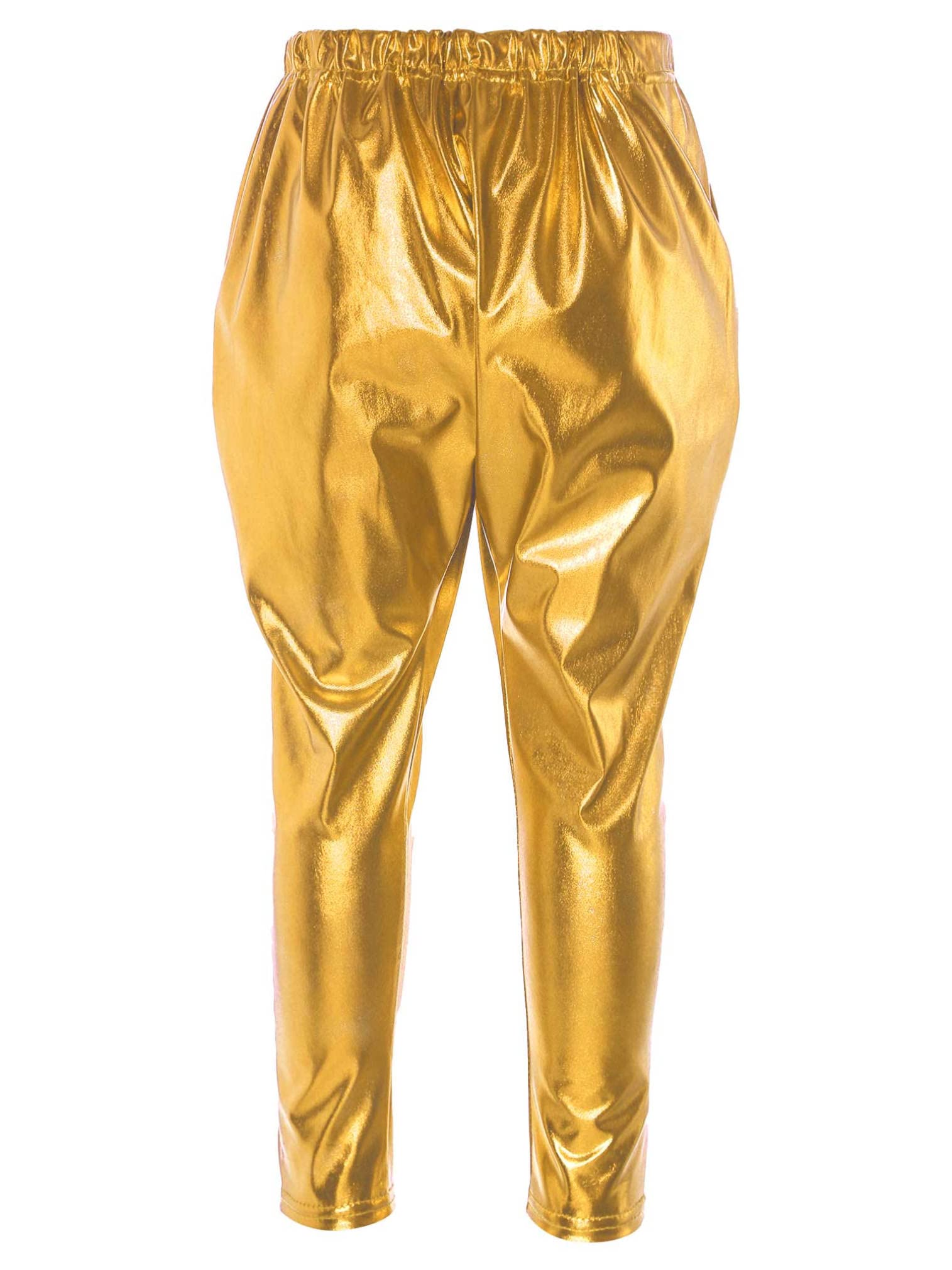 Easyforever Shiny Metallic Dance Pants for Girls & Boys - Harem Yoga Tights for Jazz, Hip Hop, Latin & Ballet - Perfect for Dance Classes, Performances & Costumes
