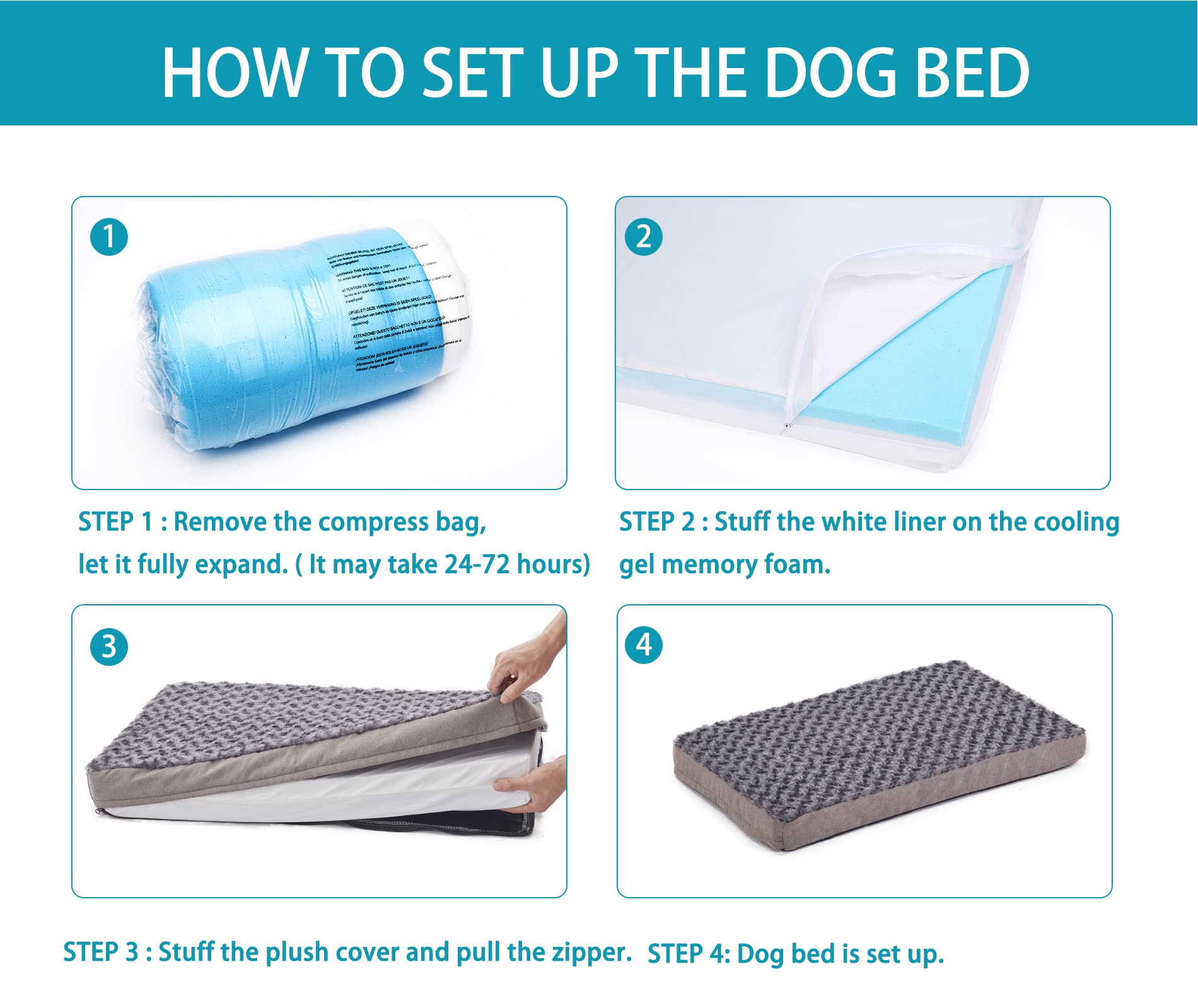 **Orthopedic Memory Foam Dog Bed for Large Dogs – Jumbo Washable Pet Bed with Cooling Gel, Removable Cover & Waterproof Lining – Perfect for Crates, Kennels & Home Comfort**