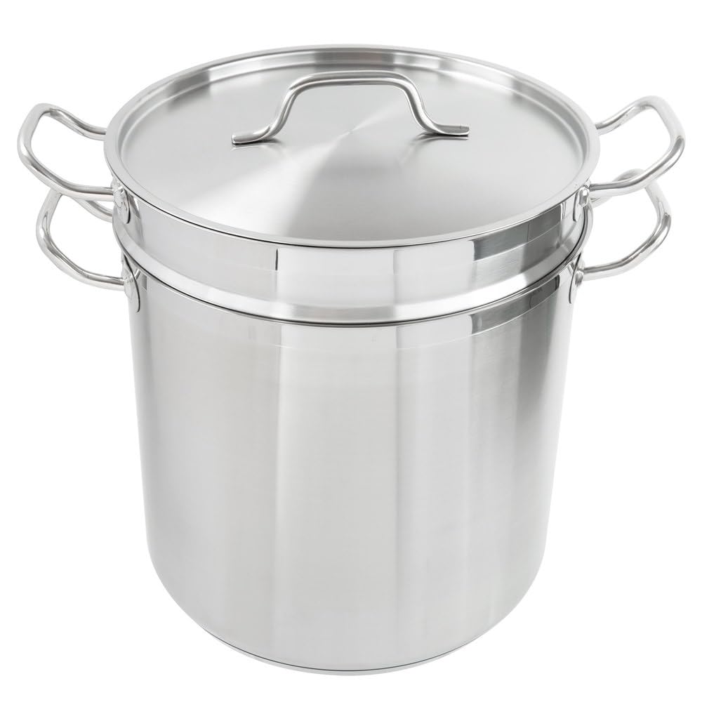 Soro Essentials 20 Quart Stainless Steel Double Boiler Pot with Lid - Professional Steam Melting Stock Pot for Butter, Chocolate, Cheese, Caramel, Fondue & Candy Making - Perfect for Home Kitchens, Bakeries & Restaurants (Ideal for Dessert Sauces, Candy Production & Commercial Food Prep)