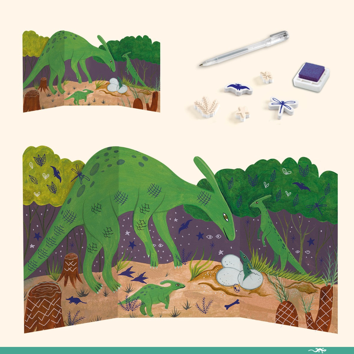Djeco Multi Activity Kits - The World of Dinosaurs Creative Arts & Crafts Set for Kids | STEM Learning Toys | Dinosaur Themed Painting & Coloring Activities | Perfect for Birthday Gifts & Classroom Projects