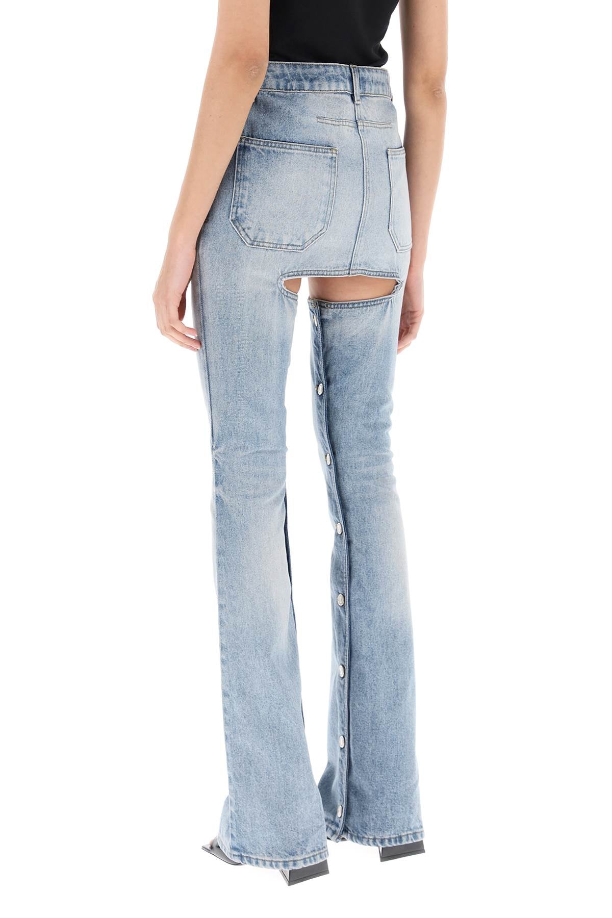 Courreges 'Chaps' High Waist Distressed Jeans with Cut Out Details - Perfect for Casual Outings and Night Out Looks