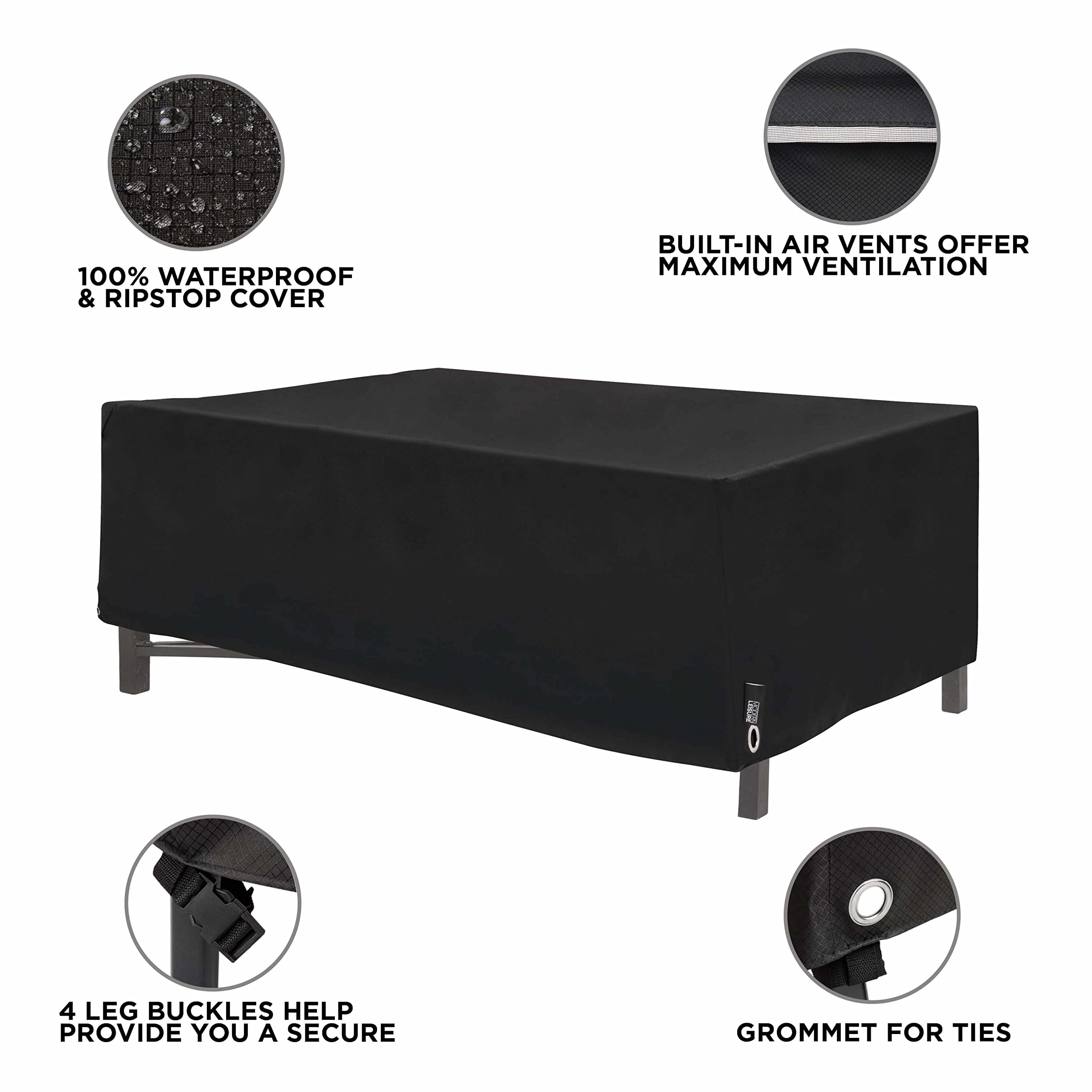 Waterproof Black Diamond Modern Patio Ottoman Coffee Table Fire Pit Cover - 48