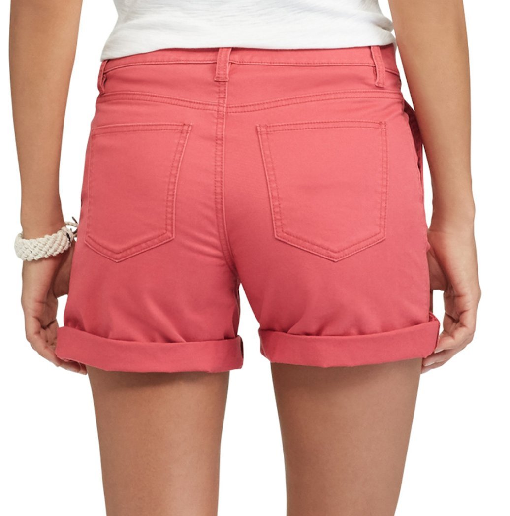 Chaps Women's Cuffed Twill Shorts - Comfortable Casual Summer Shorts for Women, High Waist Stretch Denim Shorts with Pockets | Perfect for Outdoor Activities, Travel, and Everyday Wear