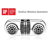 KNZ GoDuo Wireless Bluetooth Speakers - Magnetic Connectable Base, True Stereo Sound with Deep Bass, IPX7 Waterproof & Shockproof, 18-Hour Playtime, Built-in Mic, Includes Protective Case (Black) - Perfect for Outdoor Adventures, Pool Parties & Travel