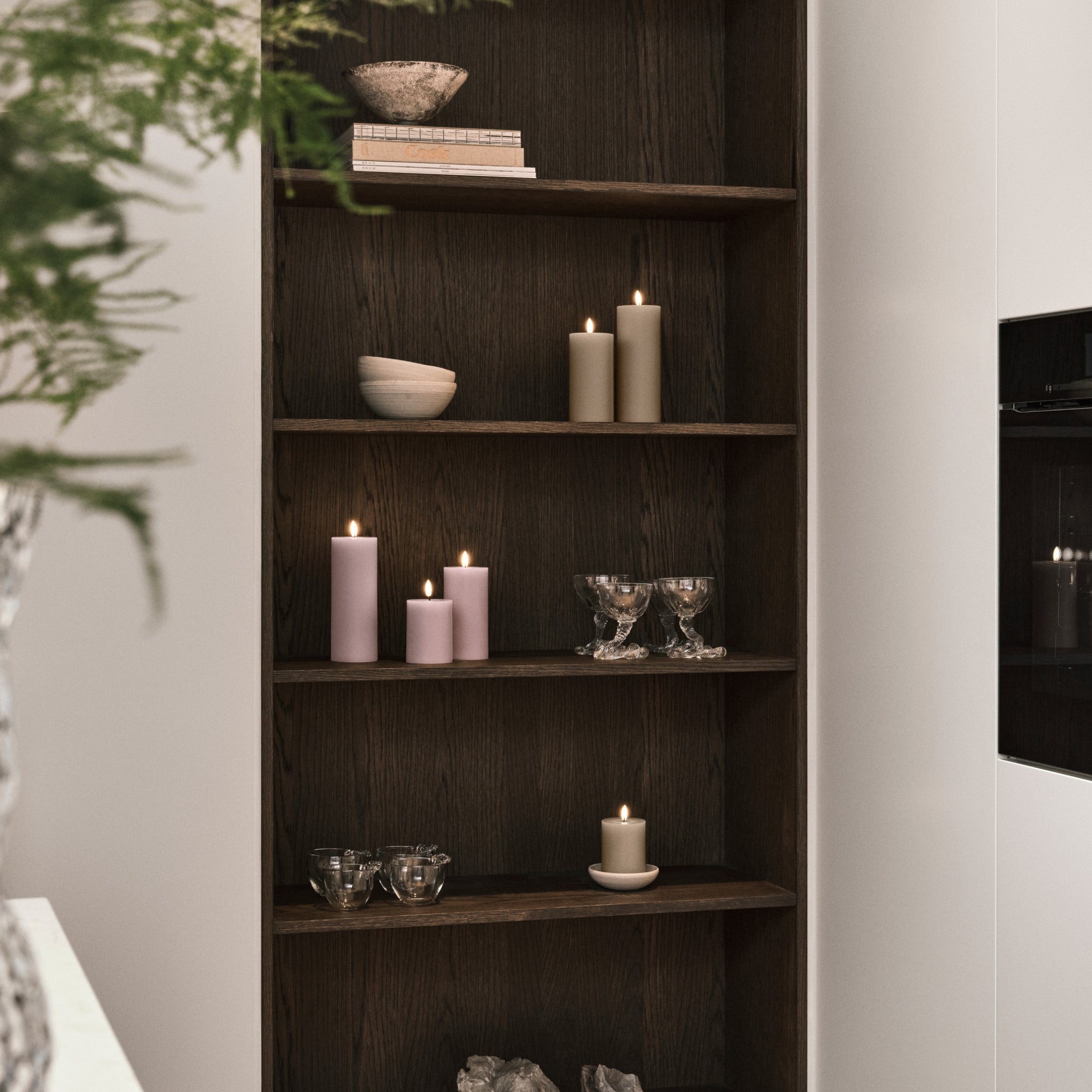 ESTER & ERIK LED Pillar Candle - 20cm Flameless Battery Operated Decorative Candle in Linen Grey - Perfect for Home Decor, Weddings, and Relaxing Ambiance