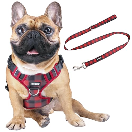Red Grid Vest Harness with Leash