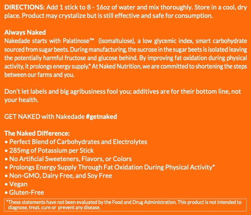 Nakedade Citrus Sports Drink Powder - Electrolyte Powder for Performance Enhancement - Non-GMO, No Artificial Sweeteners, Gluten-Free, Soy-Free, Dairy-Free - Ideal for Workouts, Running, Cycling & Hydration Recovery