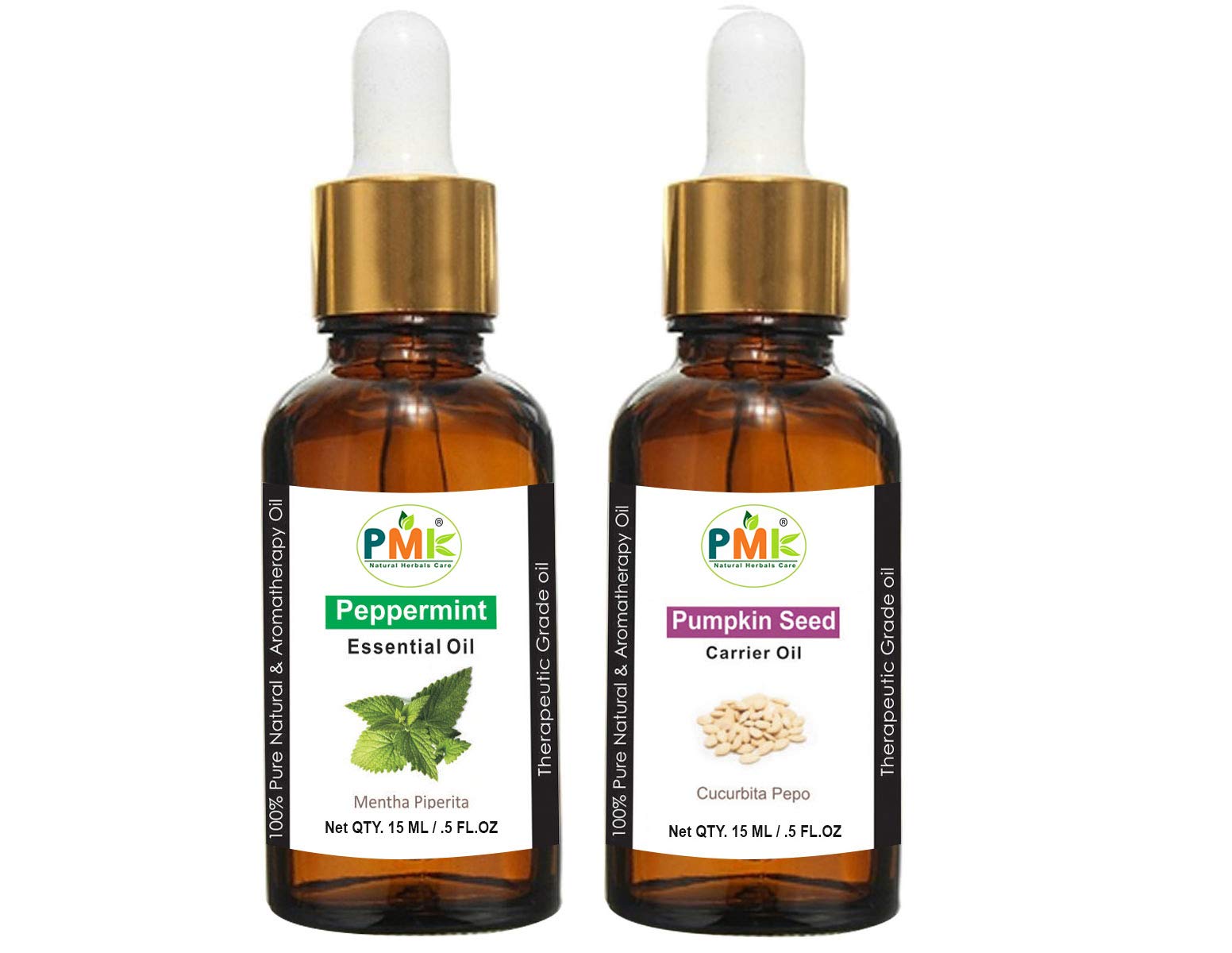 PMK Pure Natural Pumpkin Seed Oil & Peppermint Oil - 15ML Each | Cold Pressed, Organic Hair & Skin Care | Supports Scalp Health & Relaxation
