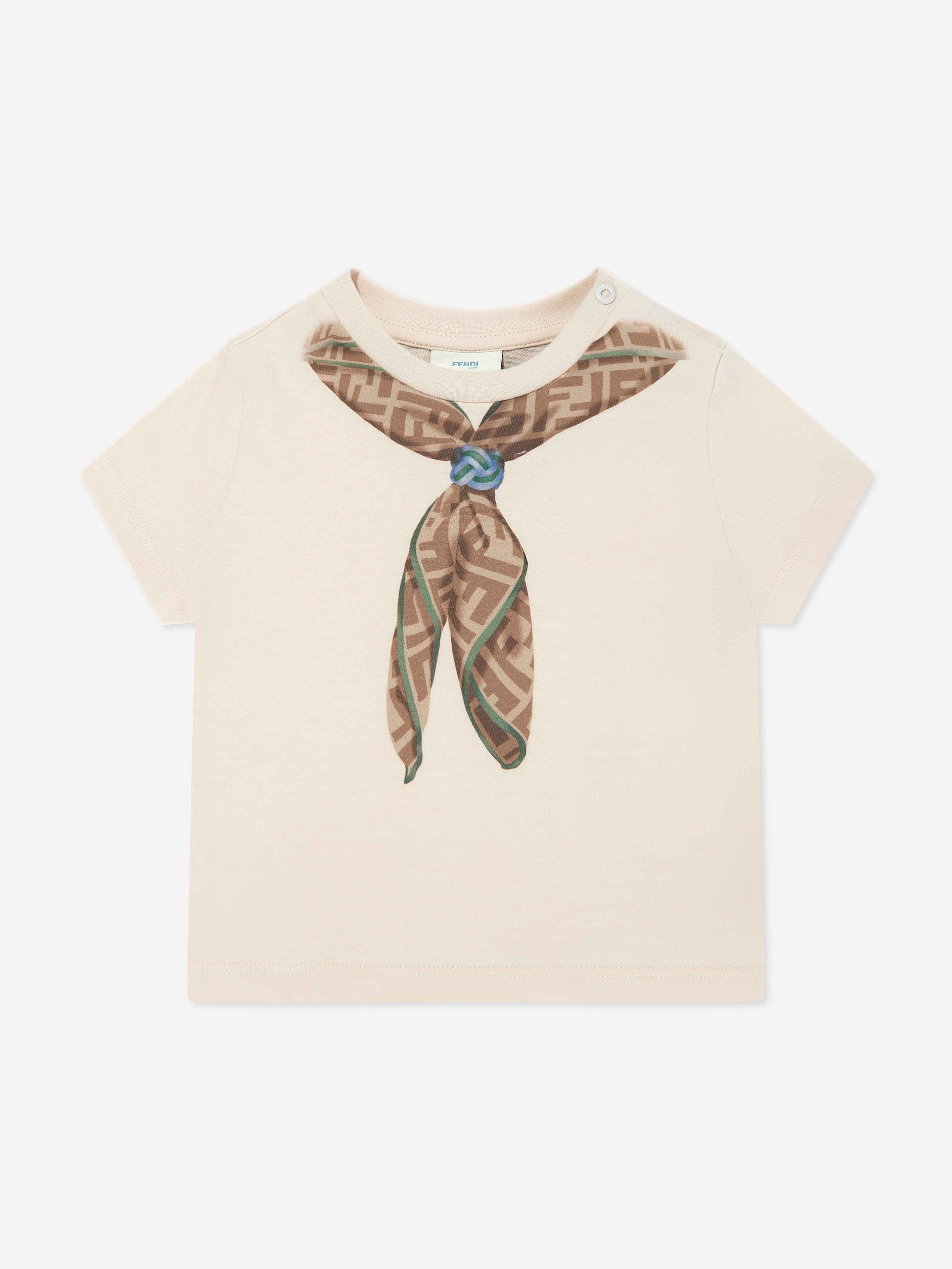 Baby Boys Scarf Print T-Shirt in Beige - Soft Cotton Casual Tee for Toddlers - Perfect for Playdates, Family Outings & Photo Shoots