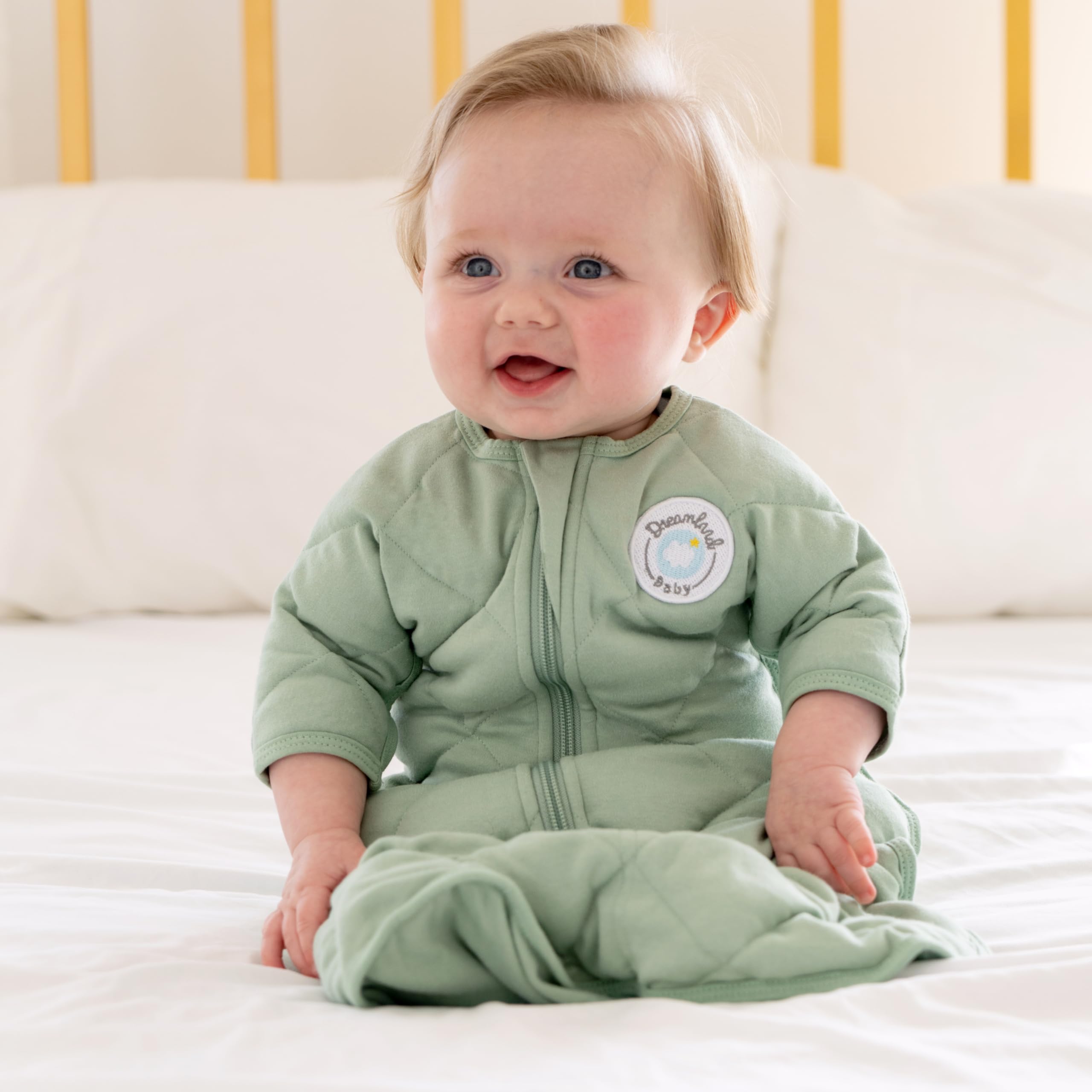 Dreamland Baby Weighted Swaddle 3-6M - 100% Cotton Green for Better Sleep