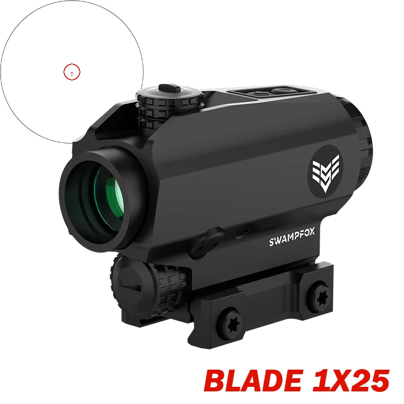 SWAMPFOX Blade Prism Scope 1X25 with BRC Reticle - Bullet Rise Compensator for Optic Height Over Bore | Red Dot Sight for AR-15, Hunting & Tactical Shooting | Ideal for Close Quarters Combat and Low Light Conditions