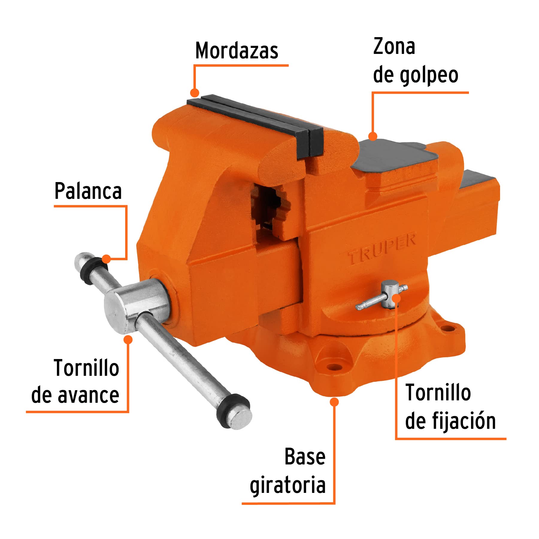 TRUPER TA-6 Heavy Duty Bench Vise 6 Inch (15cm) - Perfect for Metalworking, Woodworking & DIY Projects in Home Garage or Workshop