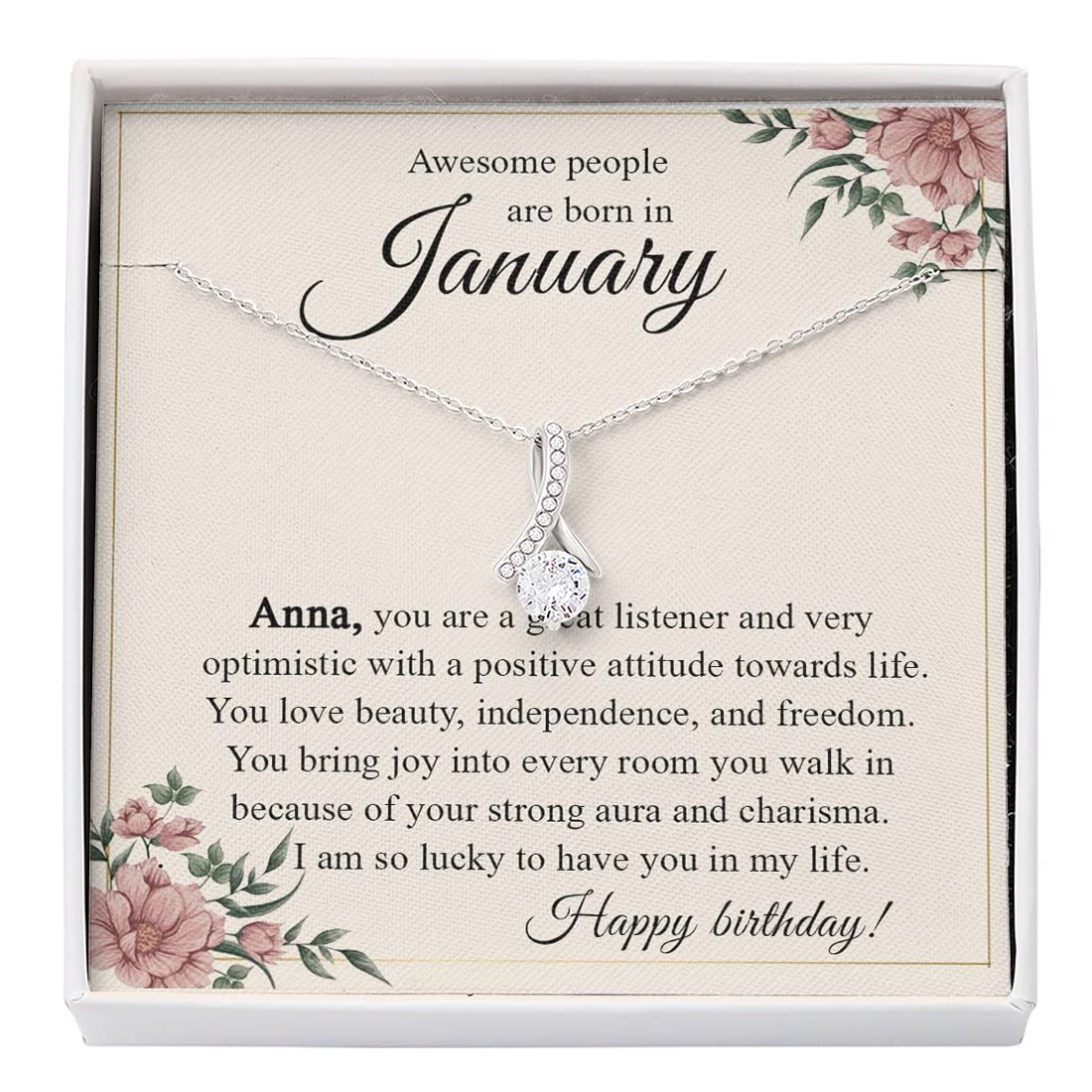 January Birthstone Necklace - Garnet Jewelry Gift for Women Born in January | Birthday Present for Her, Best Friend Gift | Perfect for Special Occasions, Anniversaries & Everyday Wear