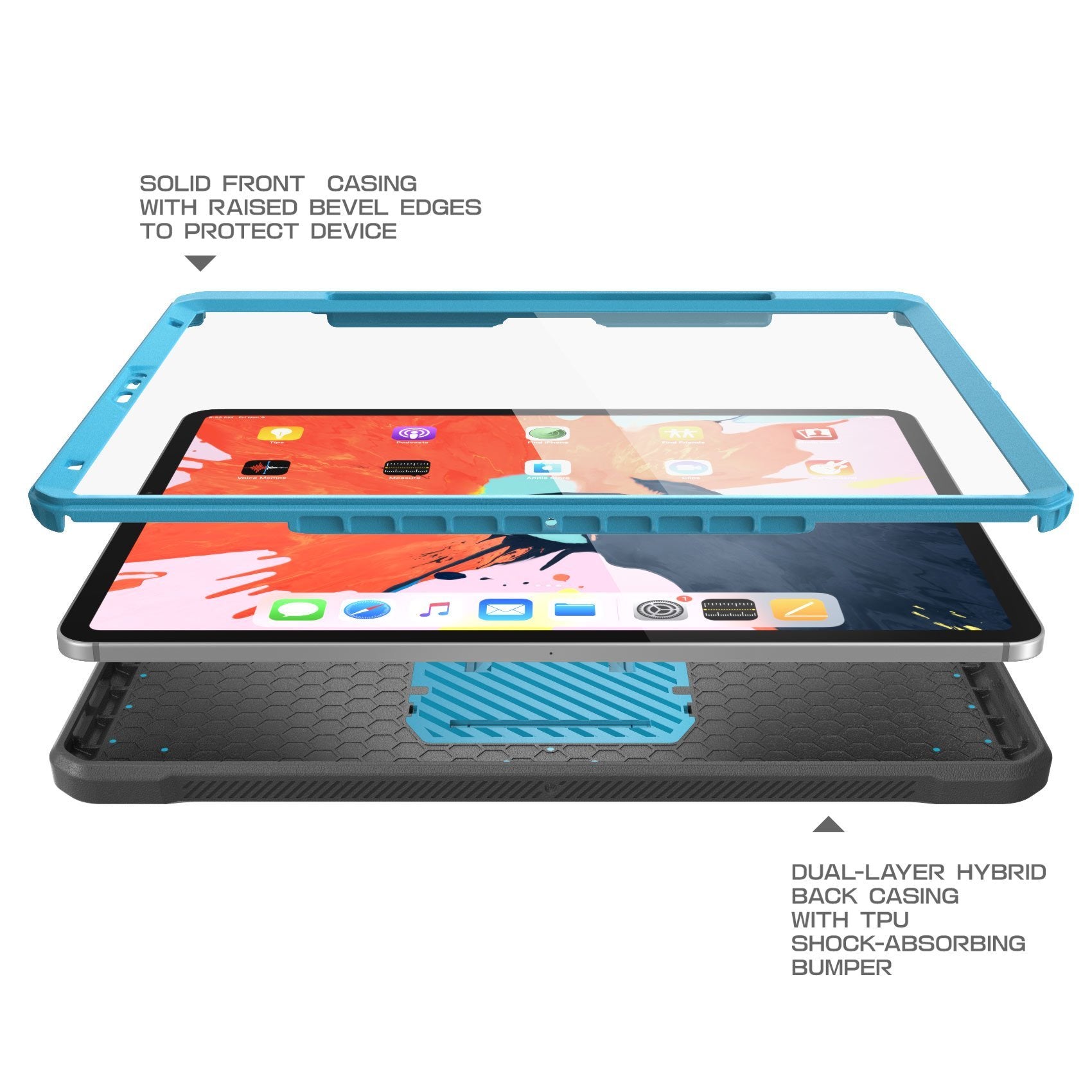 Apple iPad Pro 12.9 Inch 2018 Model Protective Case | Unicorn Beetle Pro Full Body Cover with Apple Pencil Holder | Shockproof & Scratch Resistant | Open Box Blue | Perfect for Work, Travel & School Use
