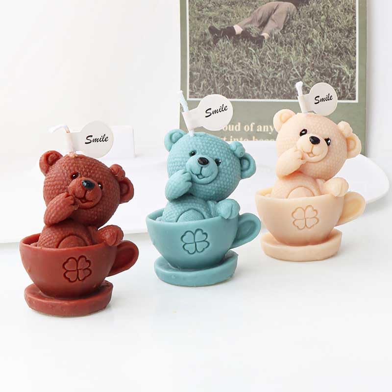 Bear-Shaped Silicone Candle Molds for DIY Aromatherapy Candles, Resin Crafts, Wax Soap Making - Perfect for Home Decor, Gifts & Handmade Crafts (Set of 6)