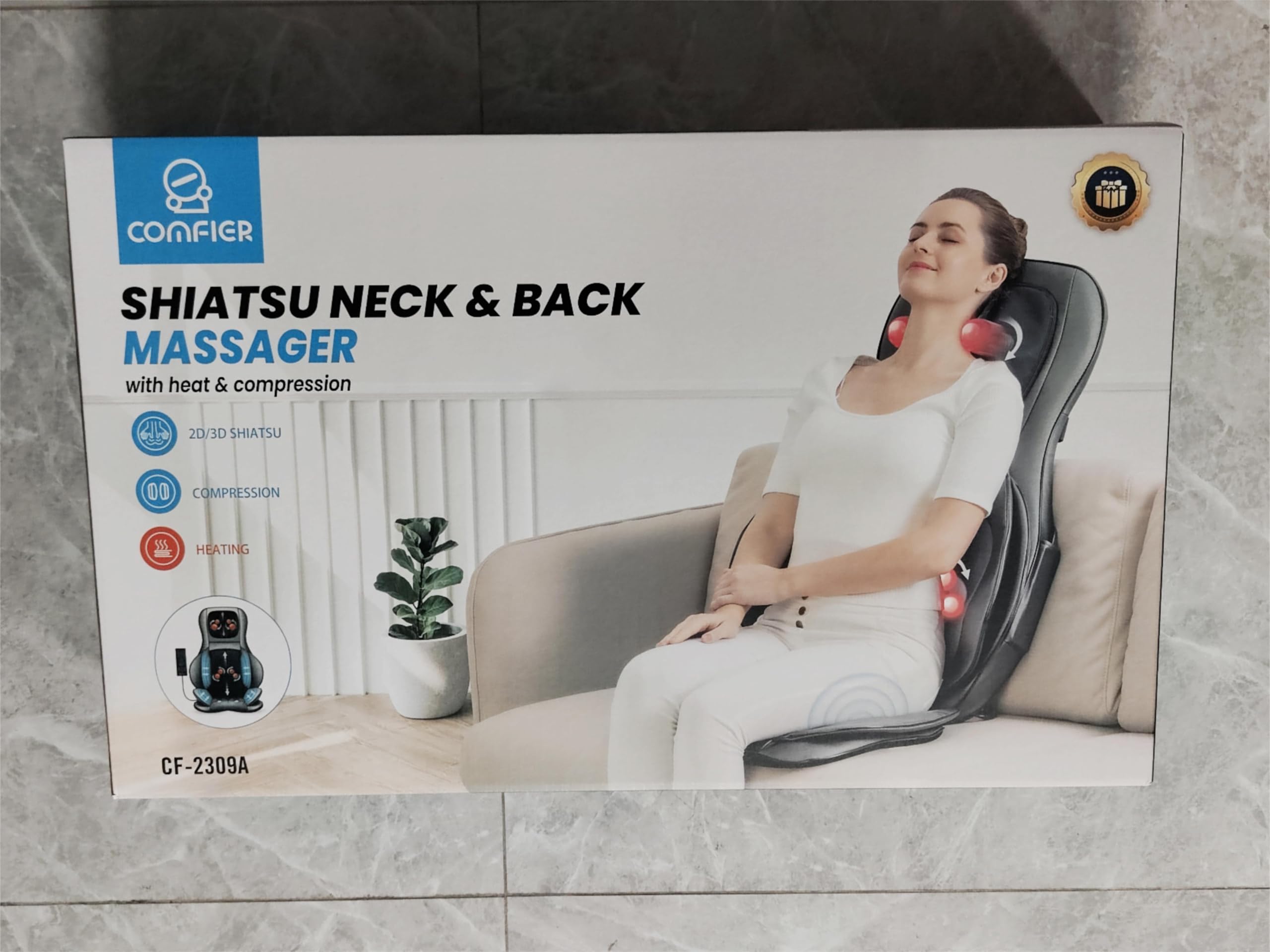 COMFIER Shiatsu Neck & Back Massager with Heat - 2D/3D Kneading Massage Chair Pad, Adjustable Massage for Neck & Full Body Relaxation - Perfect Christmas Gift for Men, Women, Dad & Mom (Dark Gray) - Ideal for Home, Office & Car Use to Relieve Stress & Muscle Pain