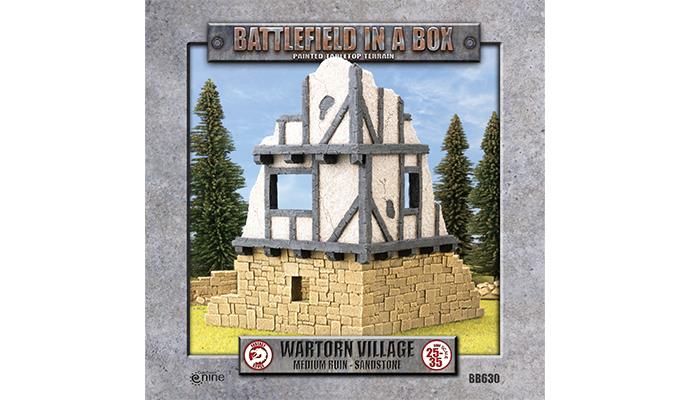 Battlefield in a Box: Wartorn Village Medium Ruin Sandstone Terrain Set (x1) - Perfect for Tabletop Wargaming, Diorama Building & Miniature War Games
