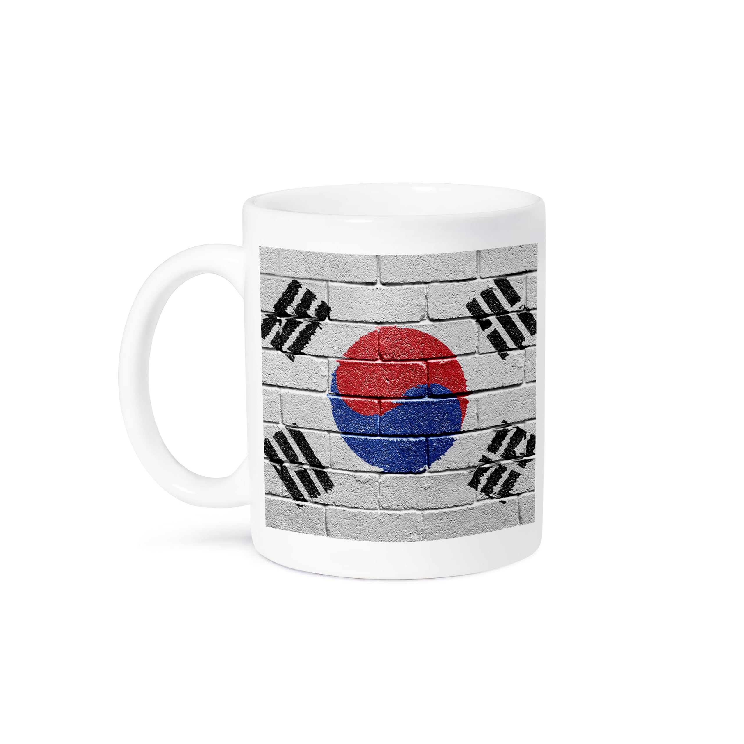 3D Rose South Korea Flag Brick Wall Design Ceramic Coffee Mug 15 oz - Perfect for Home, Office, or Gift for Korean Culture Lovers