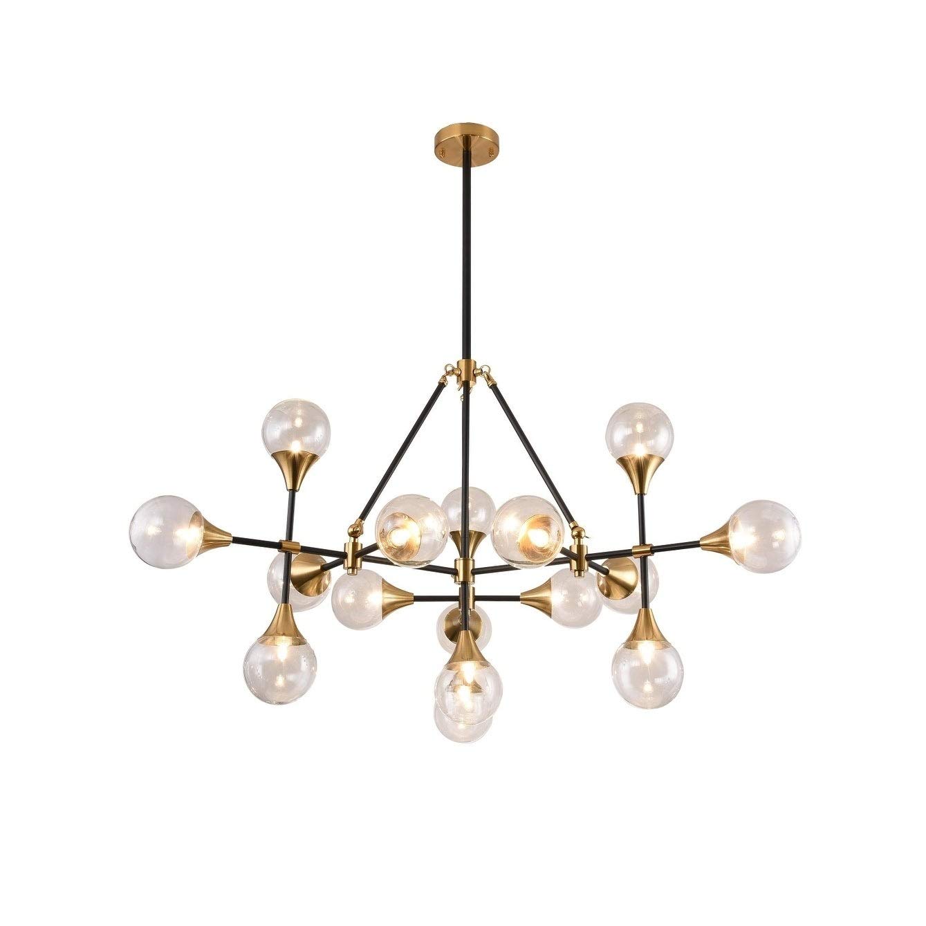 Modern Black Metal Ceiling Light Fixture with Clear Glass Shades - Contemporary Chandelier for Dining Room, Living Room, Bedroom & Kitchen Lighting