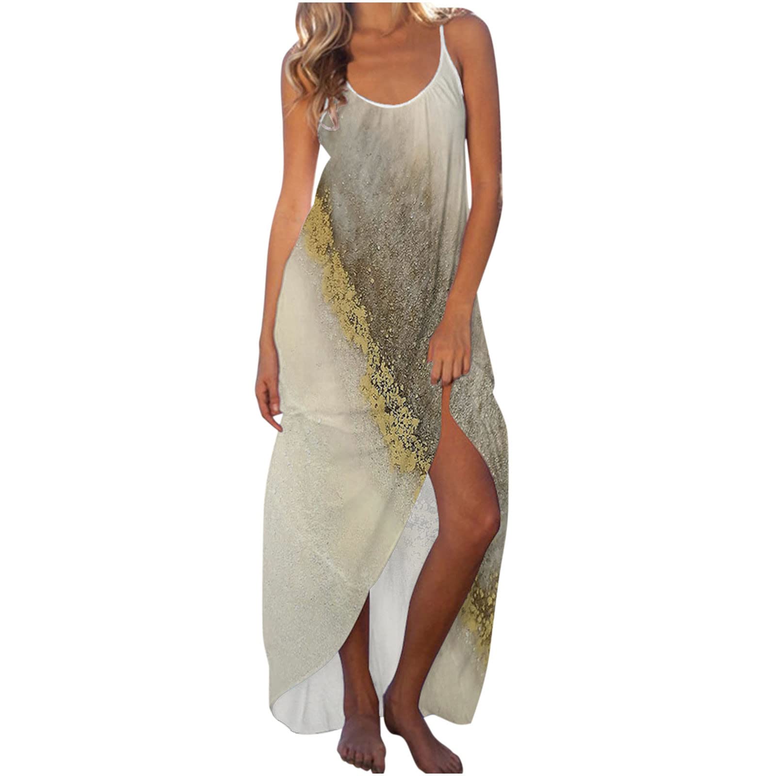 BOXIACEY Women's Summer Dresses - Trendy Dragonfly Print Casual Sleeveless Sundress with Round Neck, Slim Fit Beach Dress | Perfect for Vacation, Pool Parties & Summer Outings