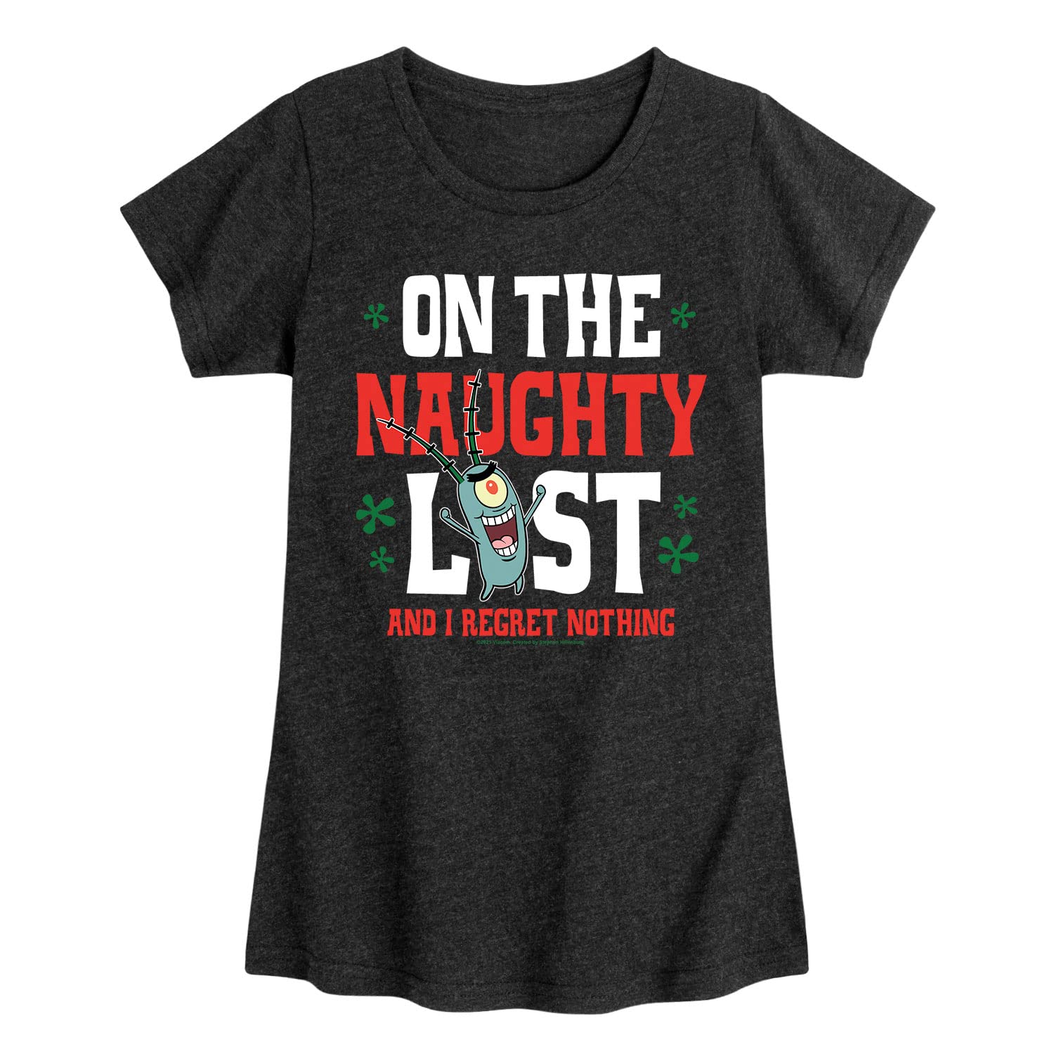 Spongebob Squarepants Christmas & Hanukkah Toddler & Youth Girls Short Sleeve T-Shirts | Hybrid Apparel | Holiday Party & Family Gathering Outfits