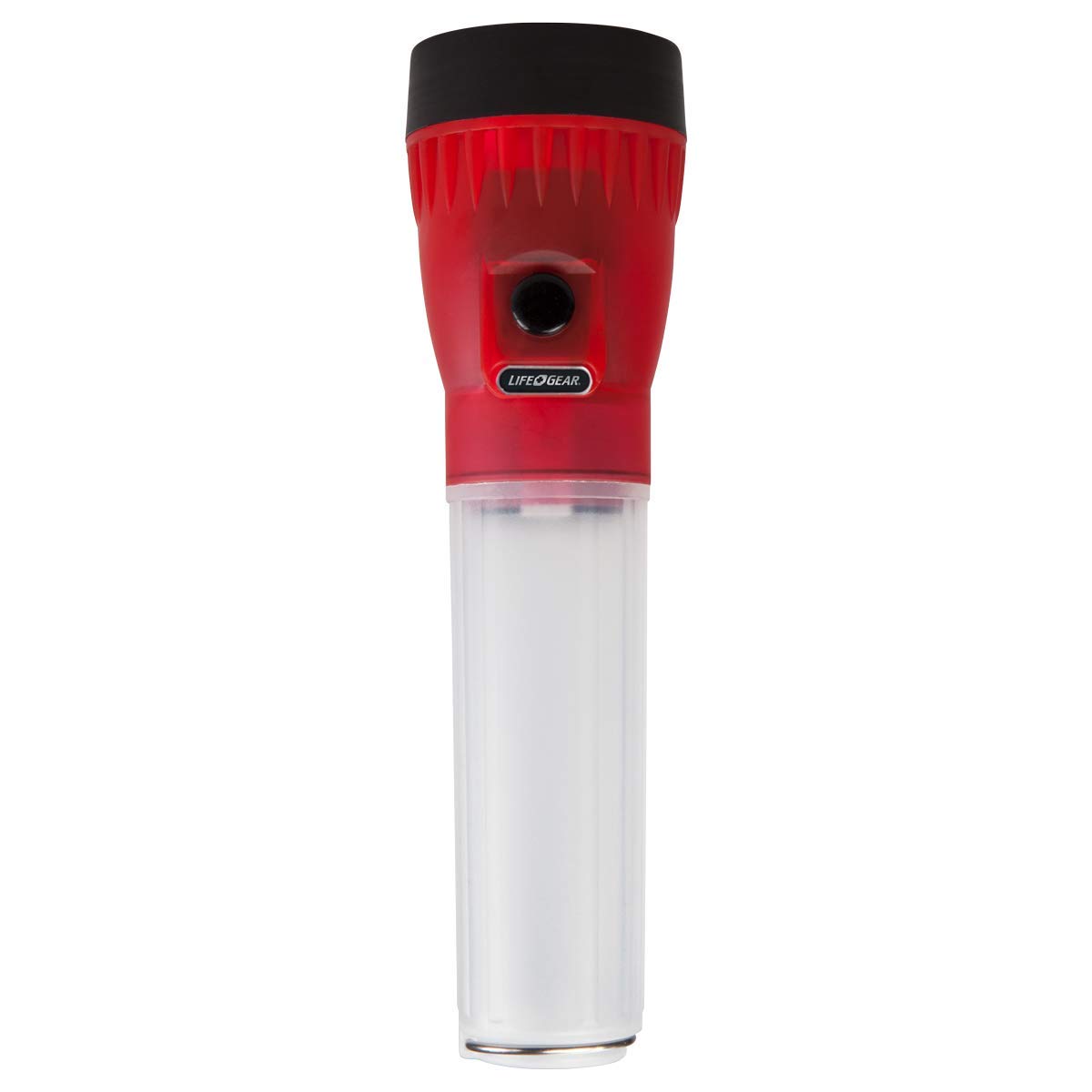 Life Gear LED Flashlight with Glow Handle - Emergency Flasher & Storage Compartment - Red & White/Red - Perfect for Camping, Hiking, Power Outages & Emergency Kits