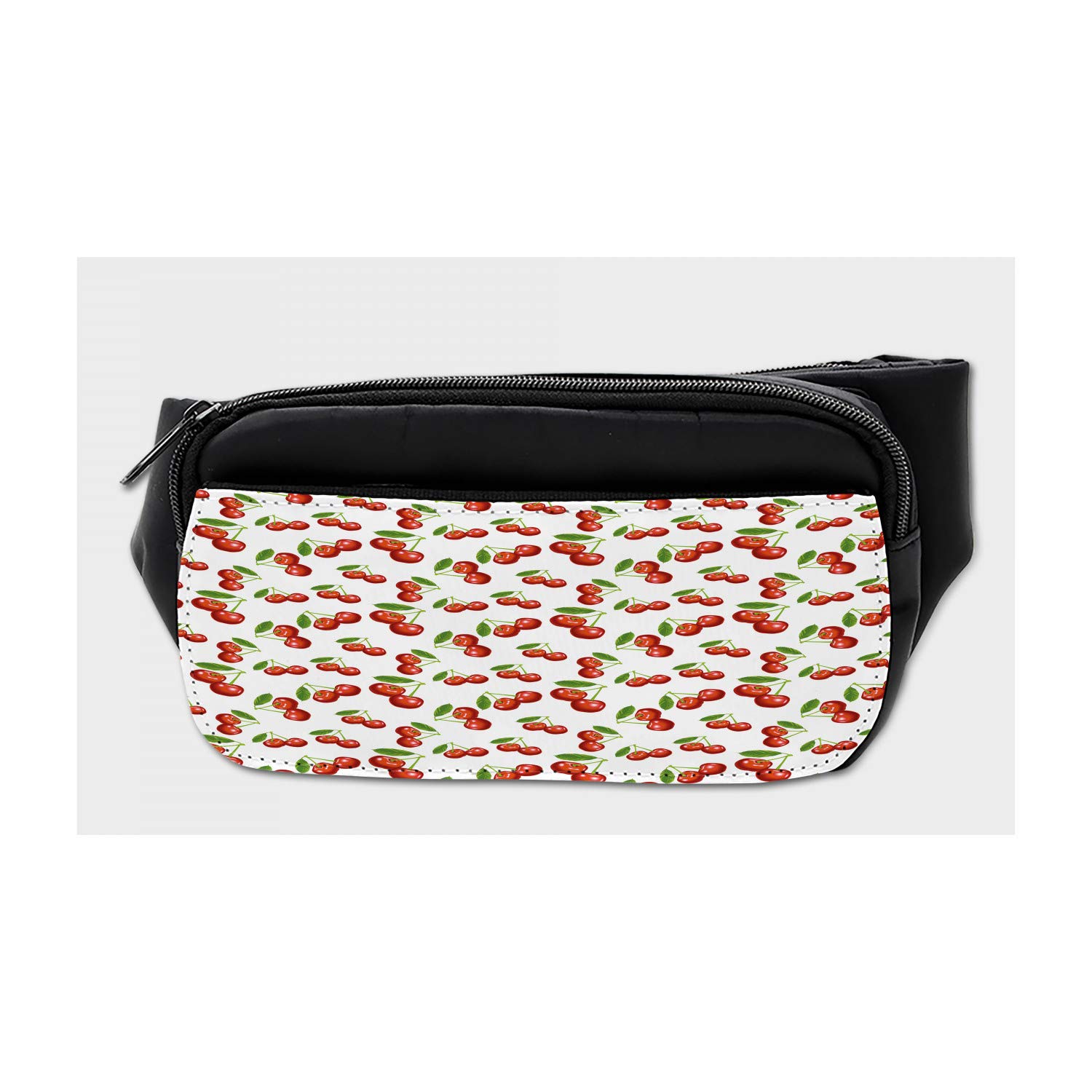 Ambesonne Fruit Bumbag - Stylish Cherry Print Fanny Pack Waist Bag for Women & Men | Perfect for Travel, Hiking, Festivals & Everyday Use