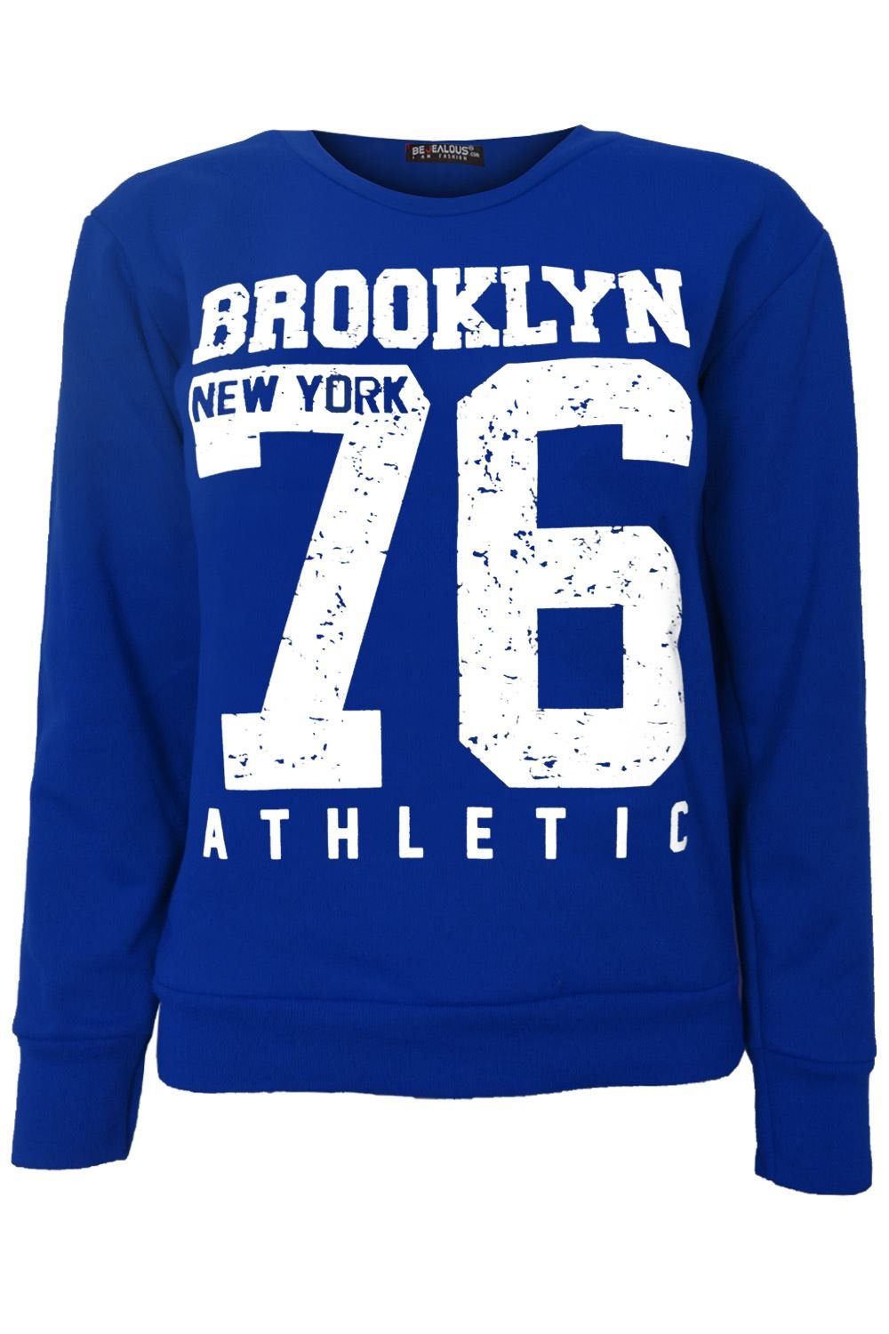 Girl's New York 98 Brooklyn 76 Round Neck Sweatshirt | Casual Pullover Jumper Top for Teens | Perfect for School, Streetwear & Everyday Outfits