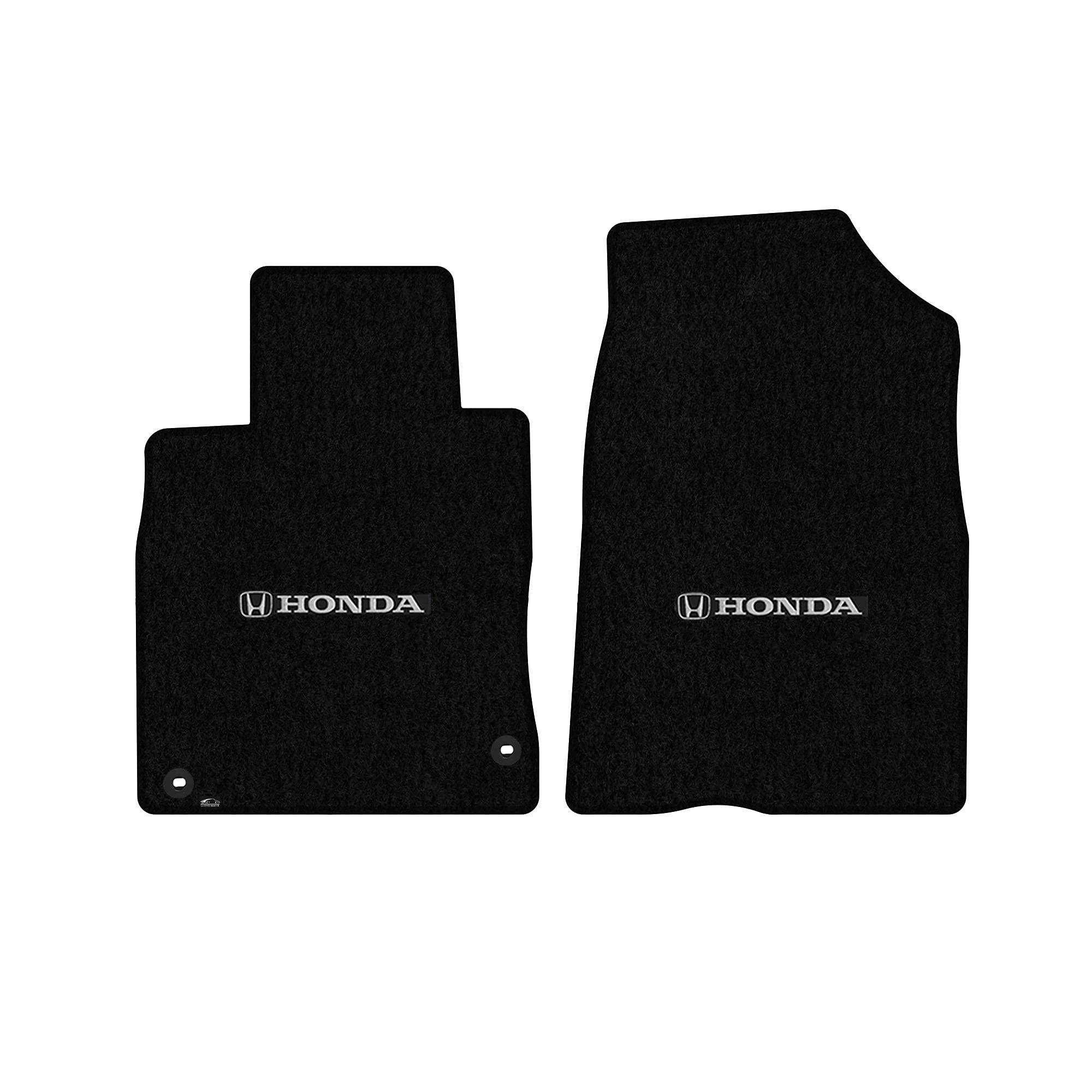 Premium Custom-Fit Carpet Floor Mats for 2016-2020 Honda Civic 2 Door - Silver H & Honda Logo (Black, 2-Piece Front Set) | All-Weather Protection & Luxury Interior Upgrade for Daily Commute & Road Trips