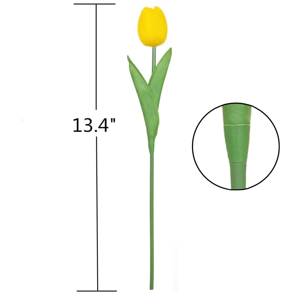 10PCS Real Touch Artificial Tulips - PU Fake Flowers Bouquet for Home Decor, Wedding, Party, Table Centerpiece (Yellow) - Perfect for Spring Decorations, DIY Arrangements & Gift Giving