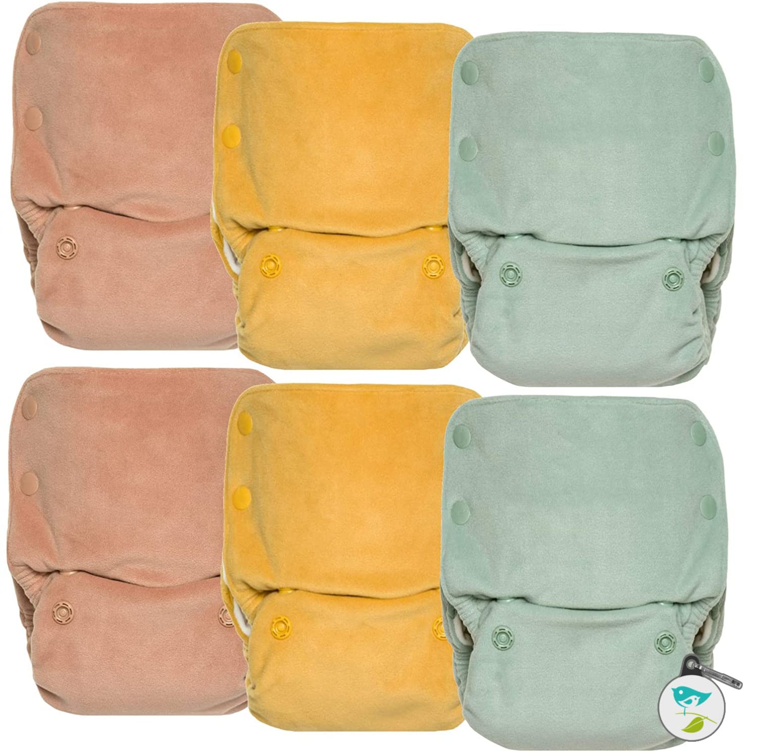 GroVia Buttah Reusable All-in-One Snap Baby Cloth Diaper - 6 Pack Color Mix 4 | Eco-Friendly Washable AIO Diapers for Newborns & Toddlers | Perfect for Daycare, Travel & Overnight Use