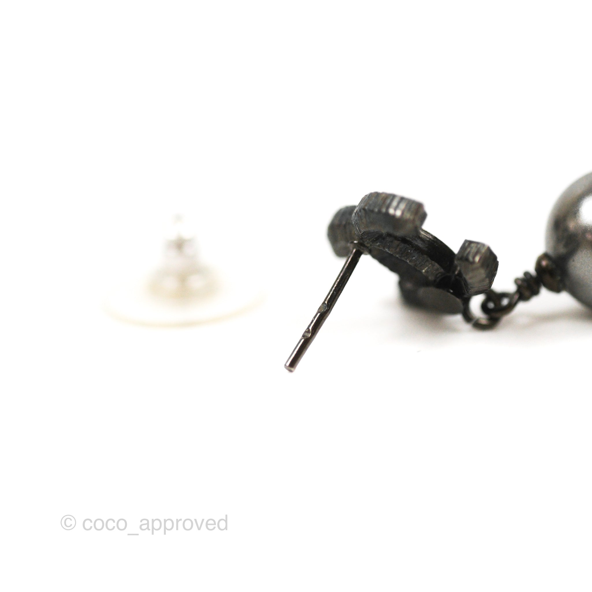 Chanel CC Black Bead Drop Earrings in Gun Metal - 19A Collection | Luxury Fashion Jewelry for Women | Perfect for Evening Parties & Special Occasions