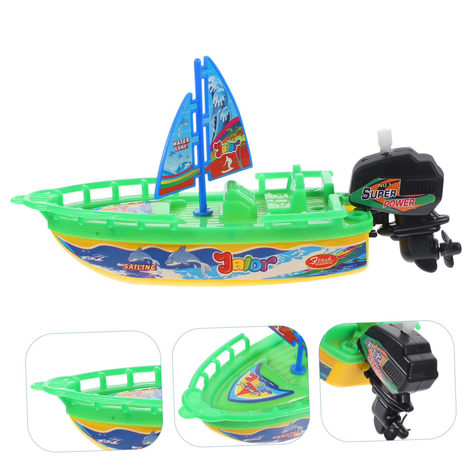 HAWILLOSCH 3-Piece Clockwork Boat Toy Set - Wind-Up Speedboat, Submarine & Bathtub Toys for Kids - Durable Plastic Bath Time Fun (Perfect for Pool, Bathtub & Outdoor Water Play)