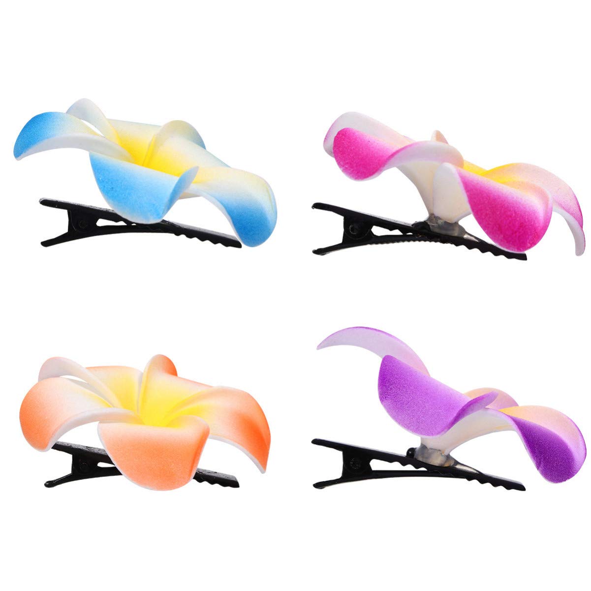 Beaupretty 18Pcs Hawaiian Hair Clips - Plumeria & Hibiscus Flower Bridal Accessories for Wedding & Travel