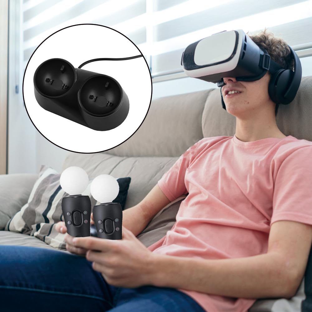 PS4 VR Move Controller Charging Station - Fast Dual USB Charger Dock for PlayStation 4 with Mini Stand & USB Cable - Compatible with Move Motion Controllers & VR Accessories - Perfect for Gaming, Virtual Reality Sessions & Multiplayer Setups
