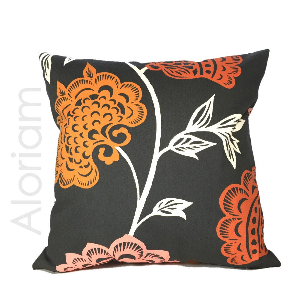 Thomas Paul Seedlings Garden Court Floral Pillow Cover - 18x18 Inch Decorative Throw Pillow Case for Living Room, Bedroom, Sofa & Outdoor Furniture - Machine Washable Cotton Linen Blend Home Decor