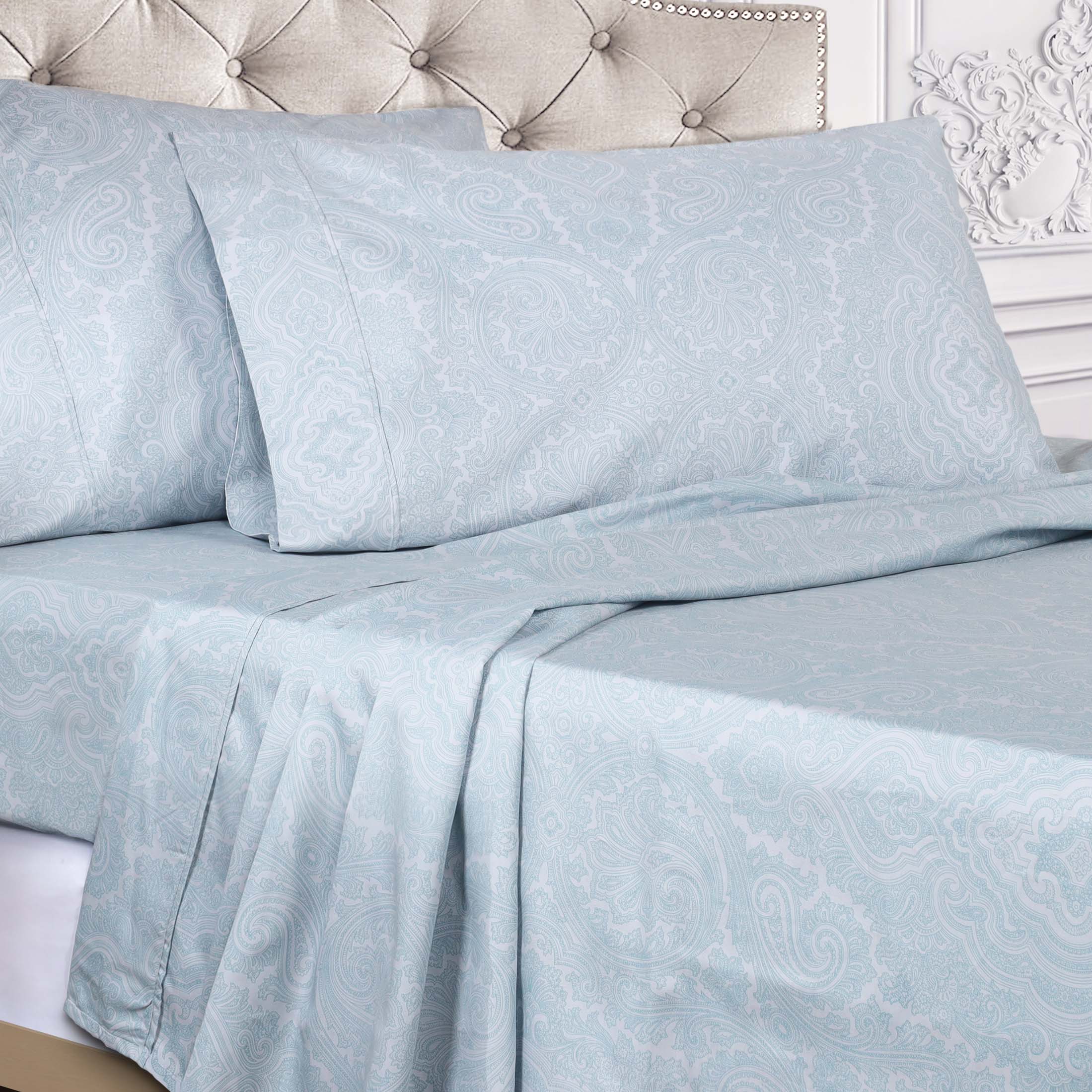 Italian Paisley 600 Thread Count Cotton Blend Deep Pocket Sheet Set - Ultra Soft Bedding for Queen & King Size Beds - Perfect for Luxury Hotels, Guest Rooms & Master Bedrooms