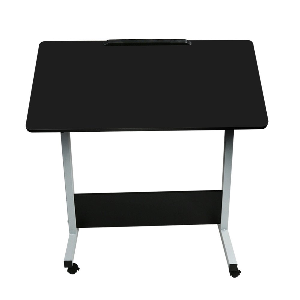 Adjustable Height Mobile Desk with Universal Wheels - 50 Inch Black Drafting Desk for Home Office, Living Room & Bedroom (60cm×40cm) - Perfect for Remote Work, Study & Small Space Organization