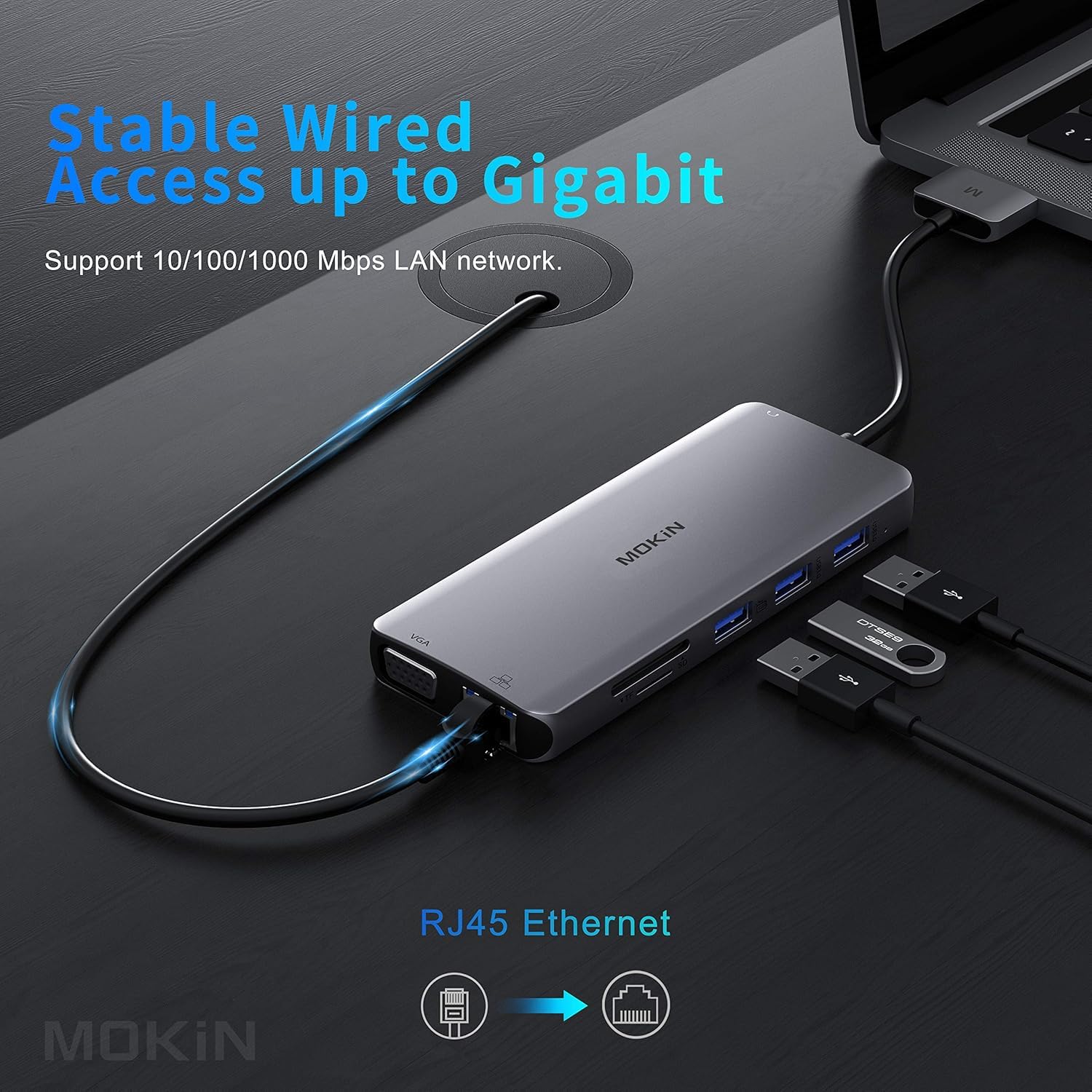 12-in-1 USB C Docking Station for MacBook Pro/Air - Dual HDMI, VGA, Ethernet, 4 USB Ports, 100W PD, SD/TF Card Reader - Perfect for Home Office, Video Editing & Multi-Monitor Setup