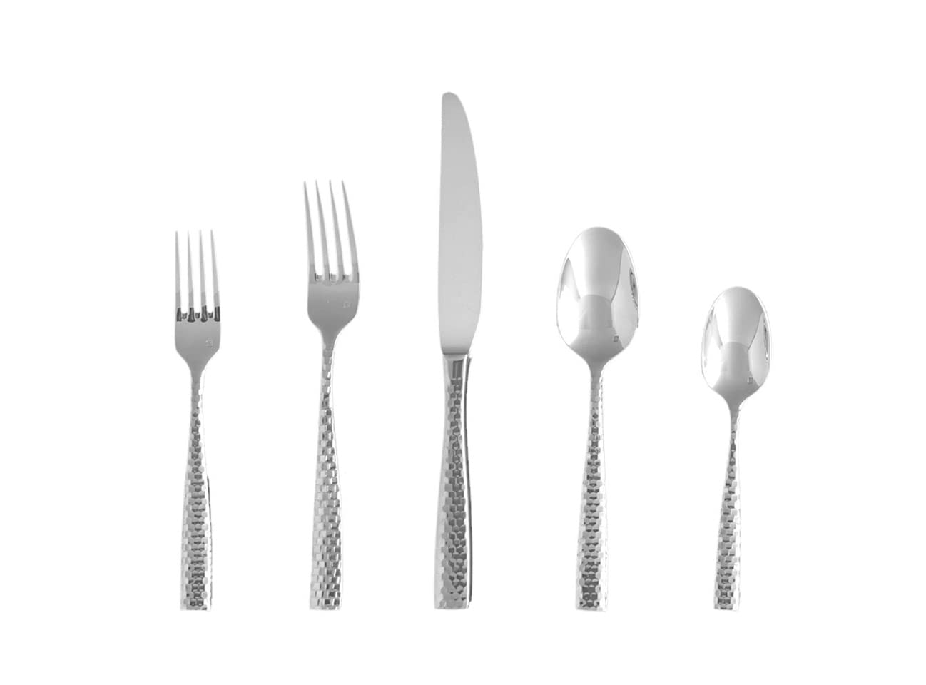 Fortessa Lucca 20-Piece Stainless Steel Flatware Set with Faceted Design - Elegant Cutlery for Dinner Parties, Weddings & Everyday Dining
