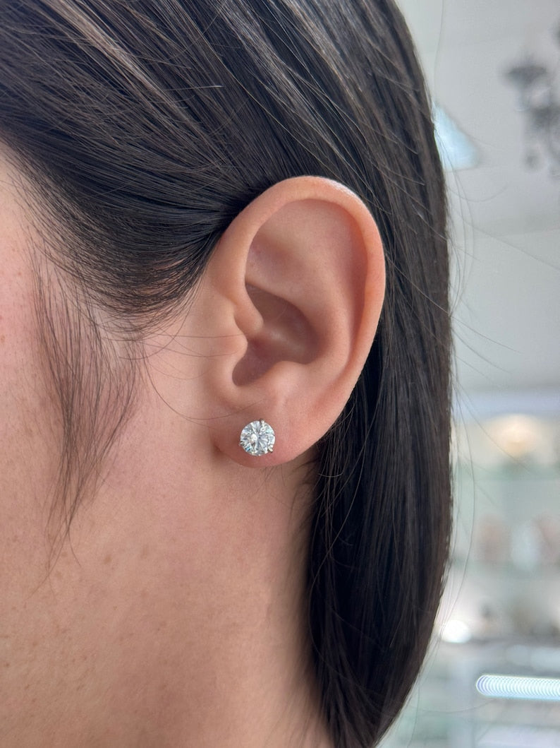 2.0tcw 14K Gold Round Cut Lab Grown Diamond Stud Earrings - High Quality Brilliant Studs for Women, Perfect for Weddings, Anniversaries & Everyday Elegance